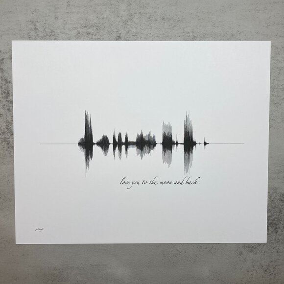 The Soundwave Booth Other - NEW Love You To The Moon Soundwave Wall Art Print 8x10in Black White Minimalist